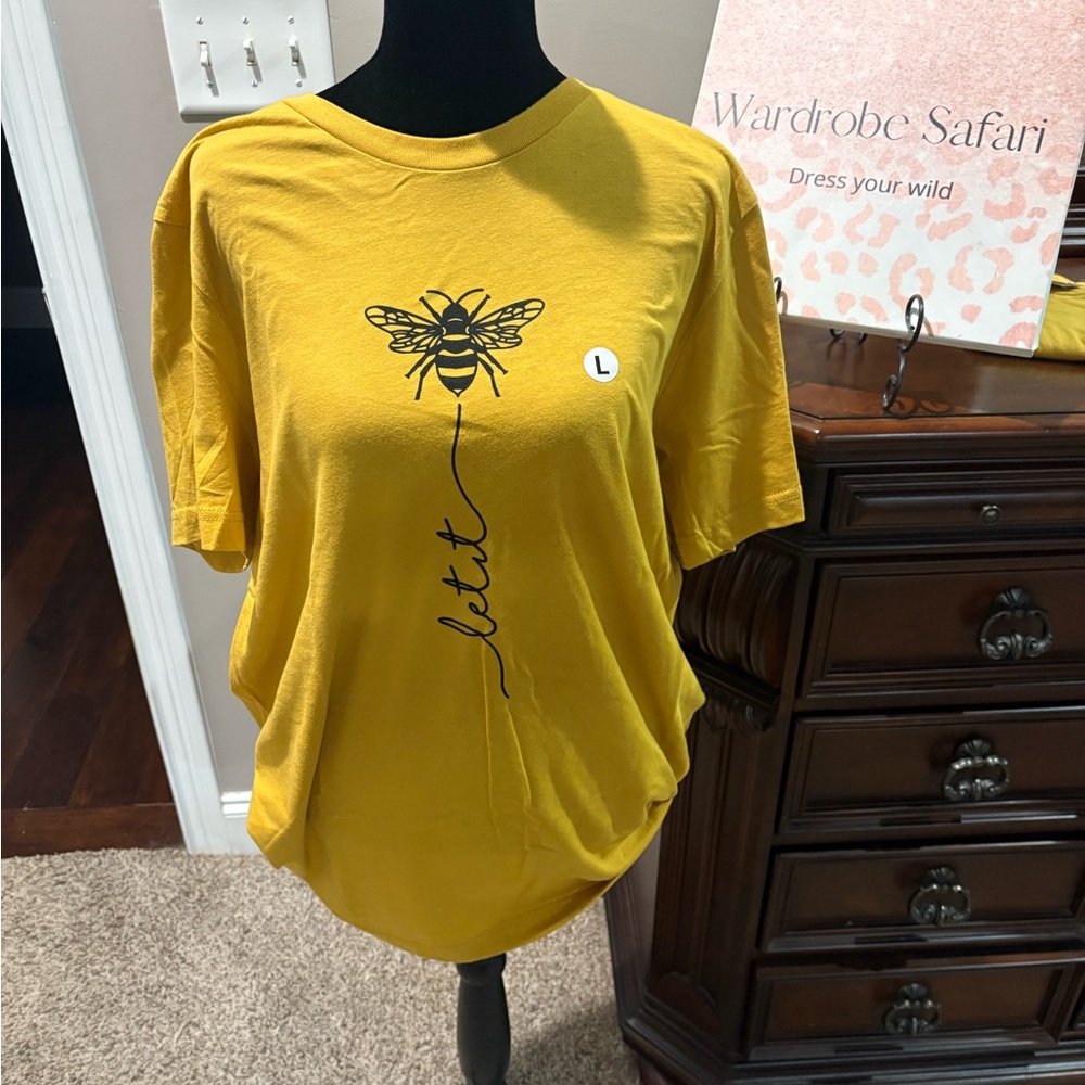 Mustard Yellow "Let it Bee" Graphic Women's Tee
